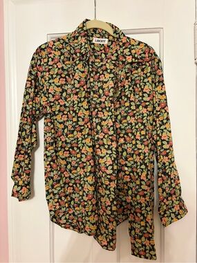Liberty of London Black Floral Button-Down Shirt VINTAGE
